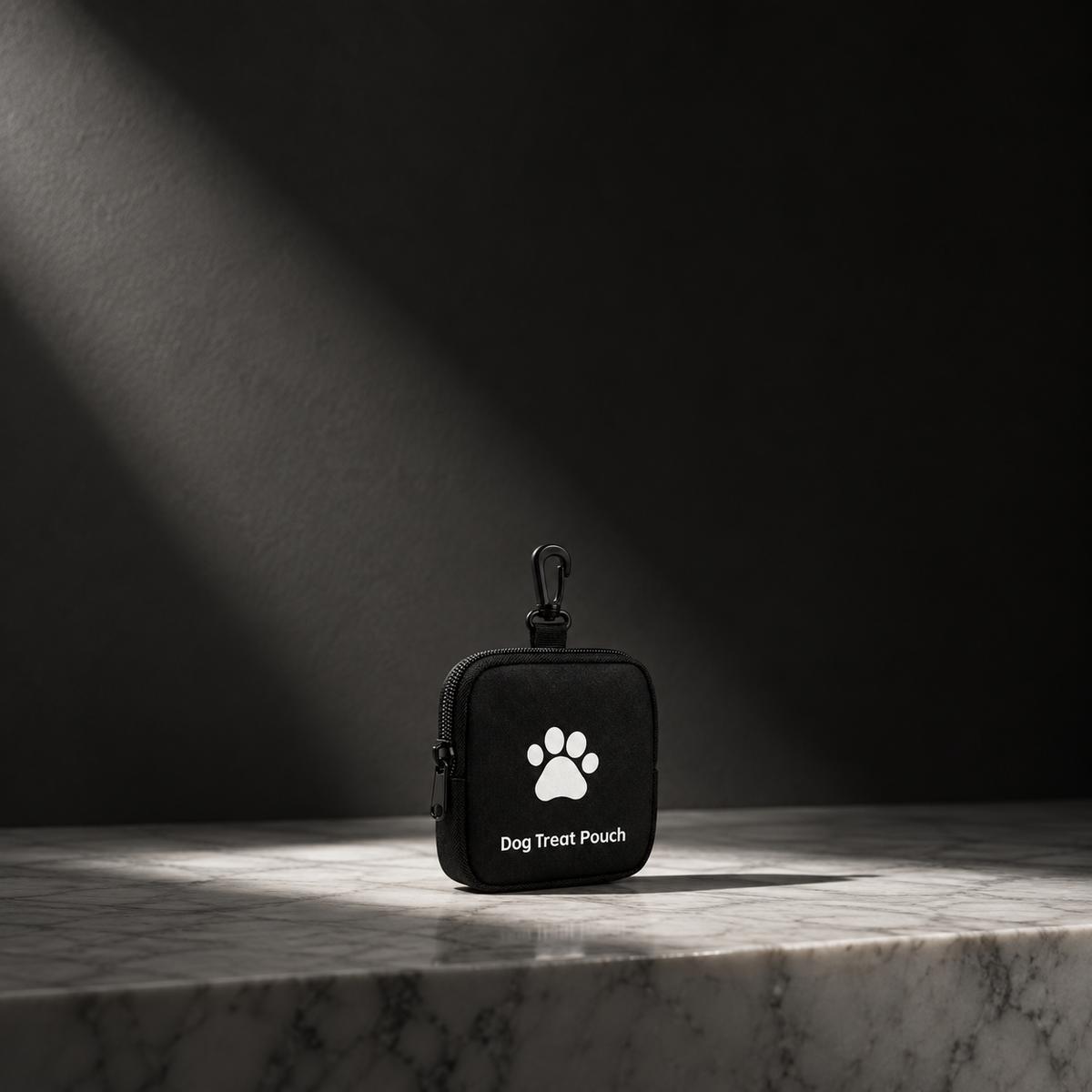 Compact outdoor treat pouch with a structured opening