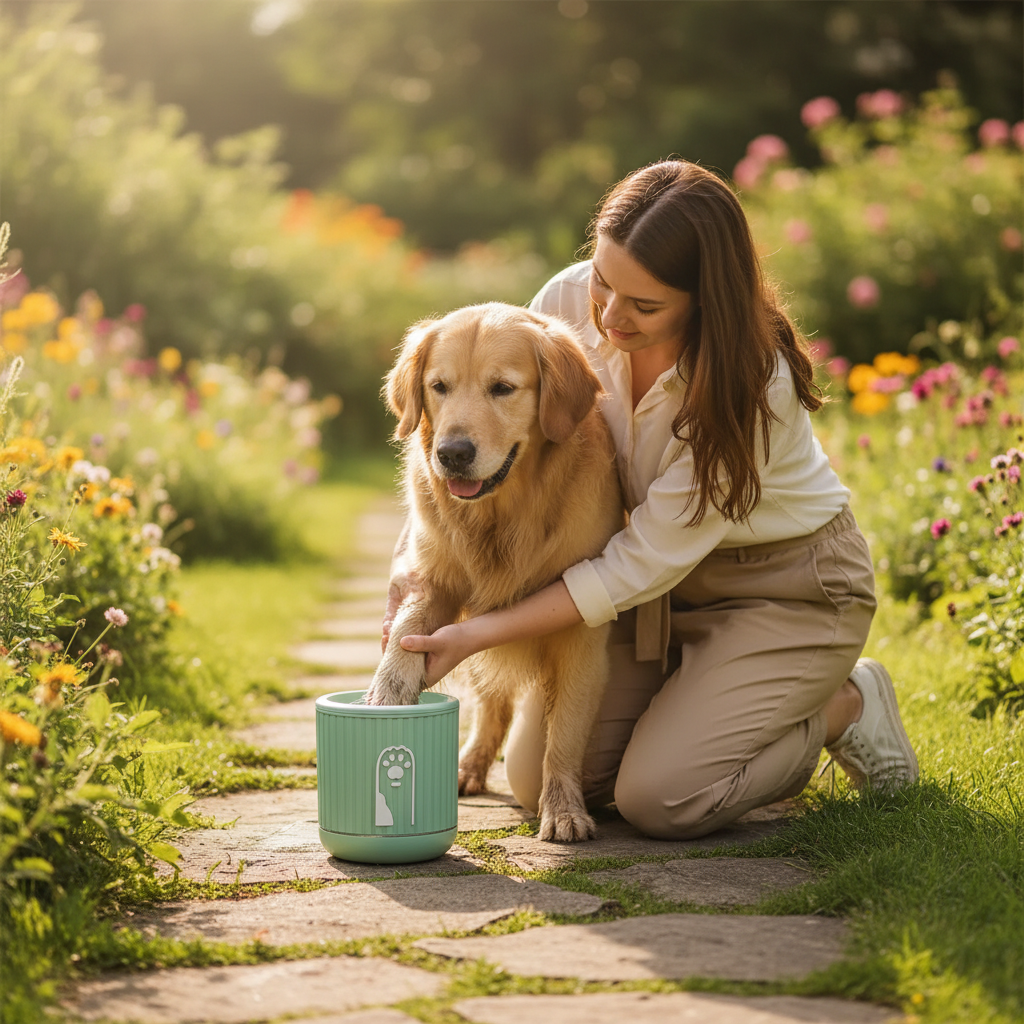 Paw cleaning cup with silicone bristles