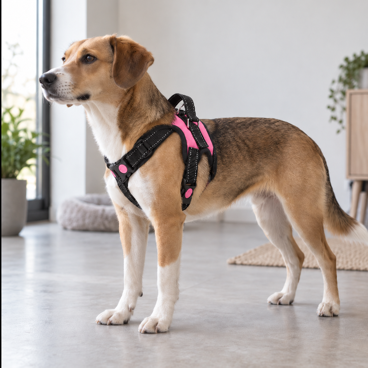 Comfort Pro padded dog harness Pink worn by dog